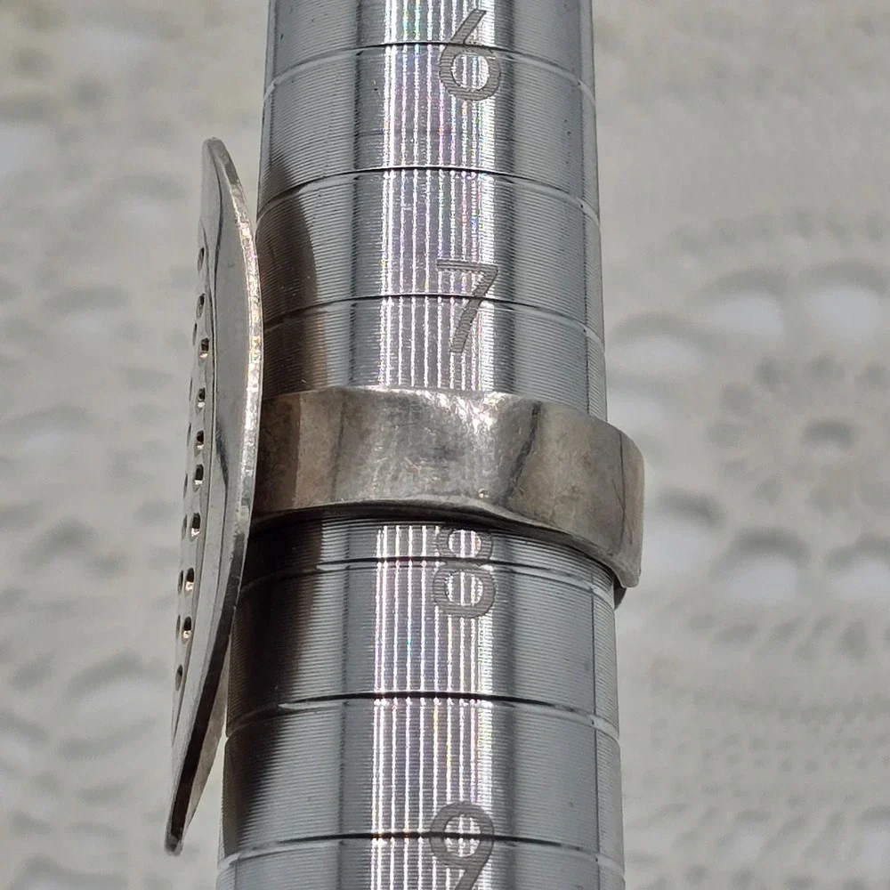 Sterling Silver 925 Shield Ring Statement Modernist Size 8 9g